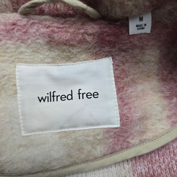 Wilfred Free Aritzia Women's Elm Long Shacket Pink Plaid Italian Wool Sz M - Picture 13 of 16